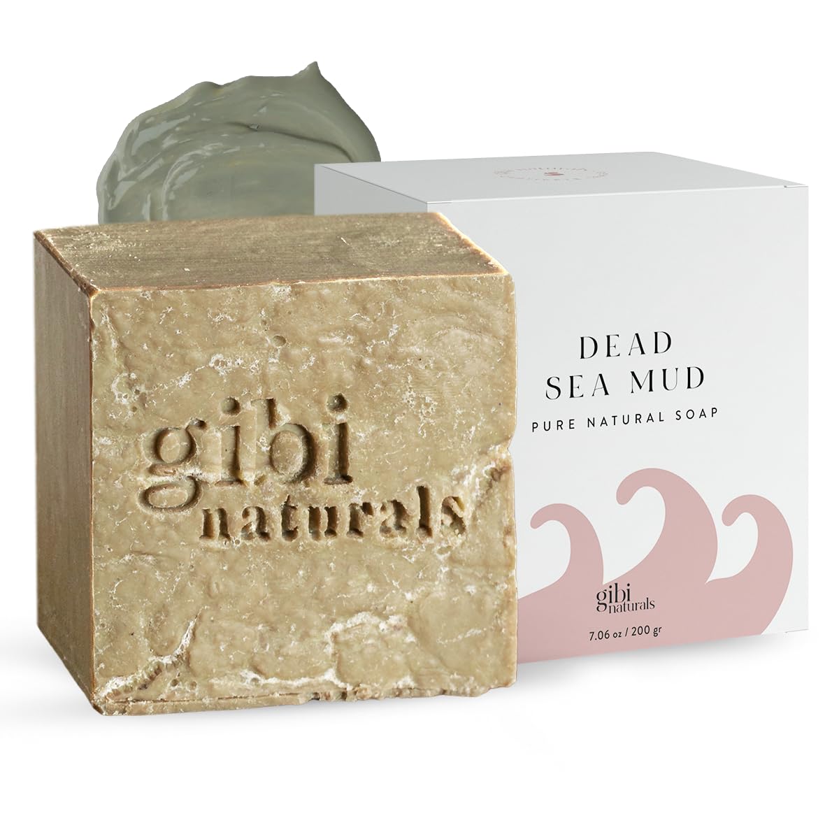 GIBI Dead Sea Mud Soap - 7.06 Oz Moisturizing Dead Sea Salt Soap - Cleanses, Exfoliates & Purifies Skin - Pure Natural Dead Sea Soap for All Skin Types